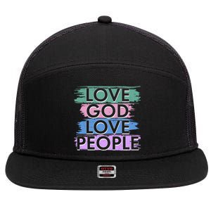 Love God Love People Religious Christian Faith 7 Panel Mesh Trucker Snapback Hat