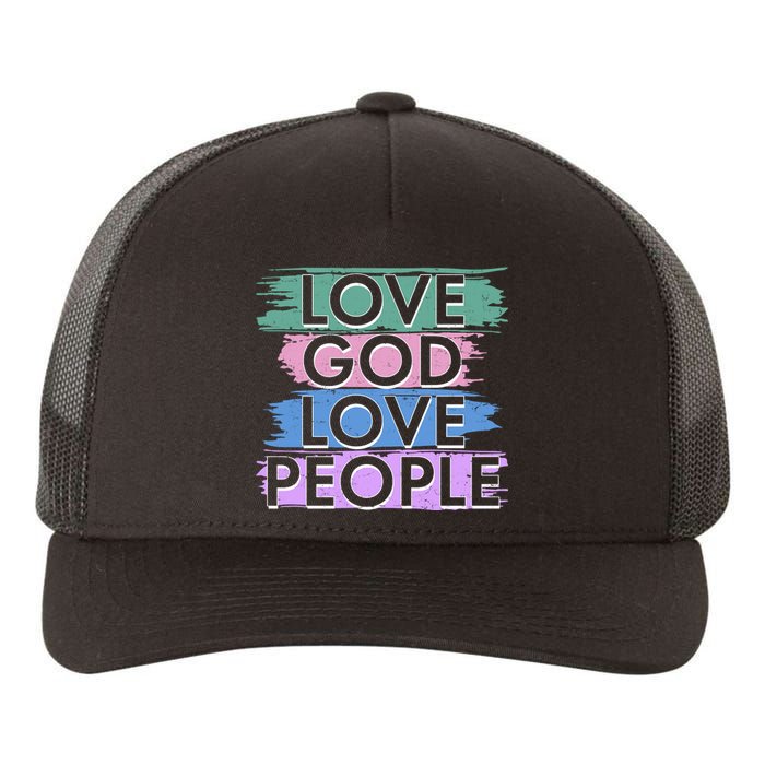 Love God Love People Religious Christian Faith Yupoong Adult 5-Panel Trucker Hat