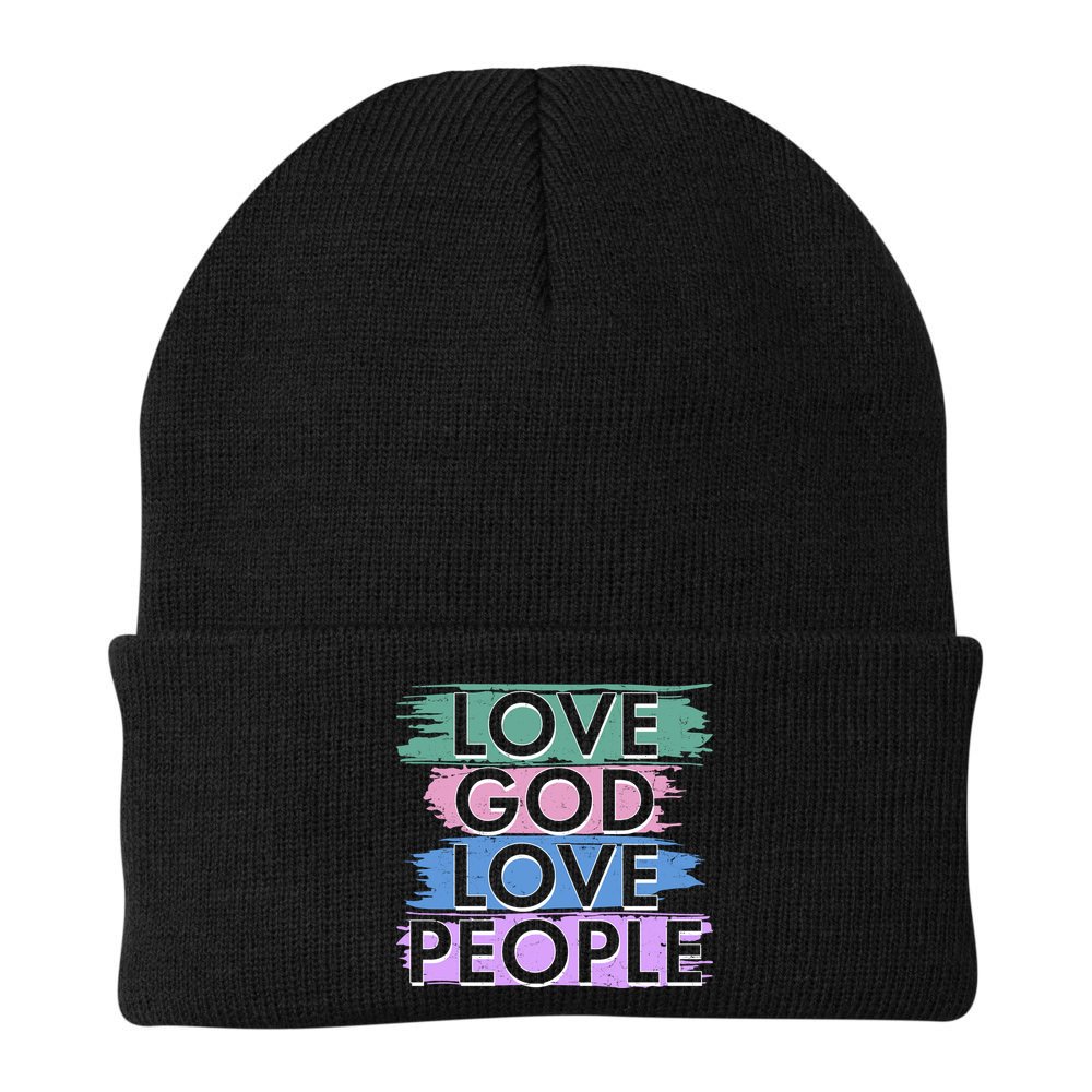Love God Love People Religious Christian Faith Beanie