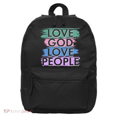Love God Love People Religious Christian Faith 16 in Basic Backpack