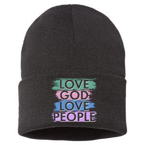 Love God Love People Religious Christian Faith Sustainable Knit Beanie