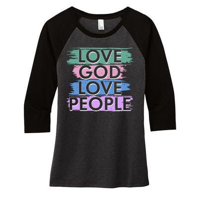 Love God Love People Religious Christian Faith Women's Tri-Blend 3/4-Sleeve Raglan Shirt