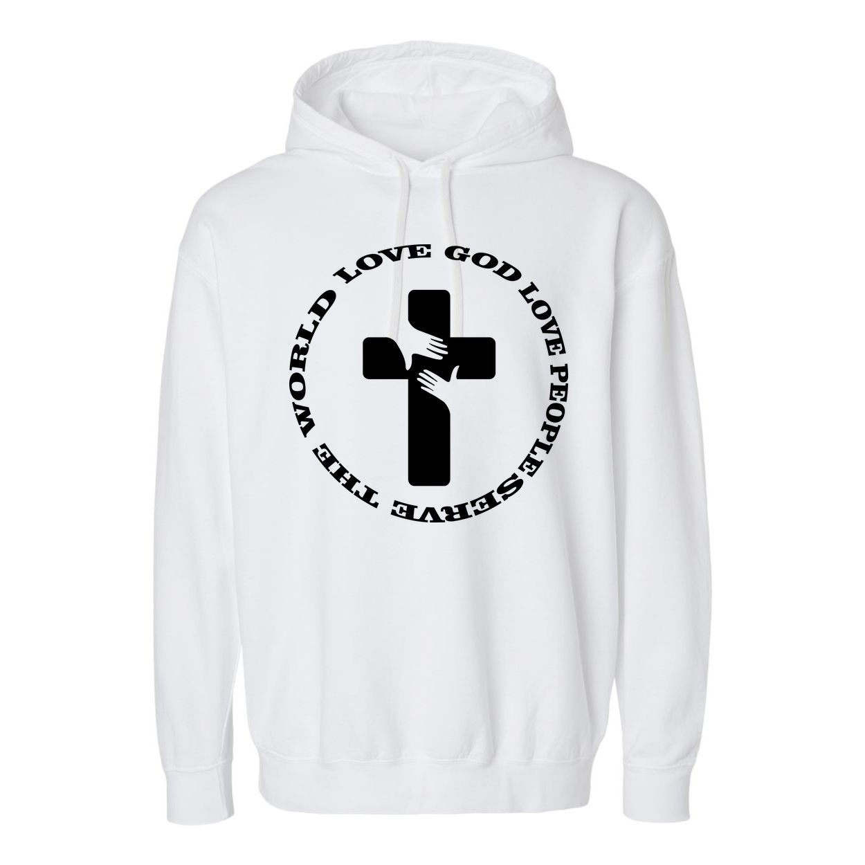 Love God People The World Garment-Dyed Fleece Hoodie
