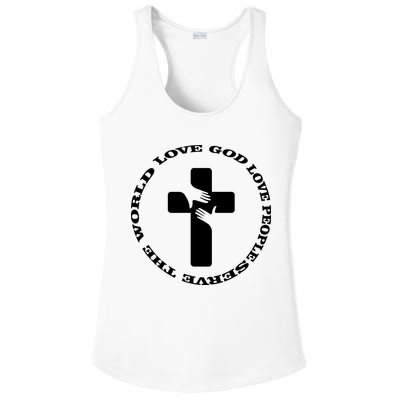 Love God People The World Ladies PosiCharge Competitor Racerback Tank