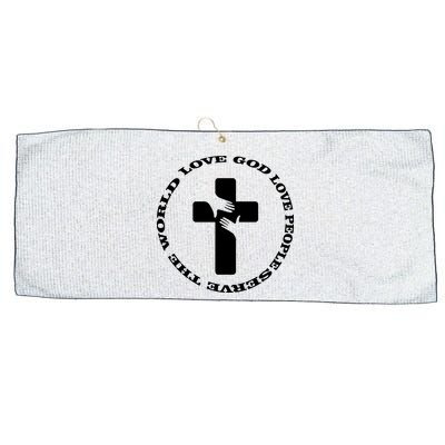 Love God People The World Large Microfiber Waffle Golf Towel