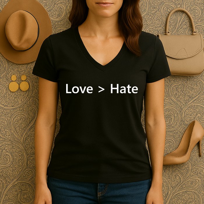 Love Greater Than Hate Women's V-Neck T-Shirt