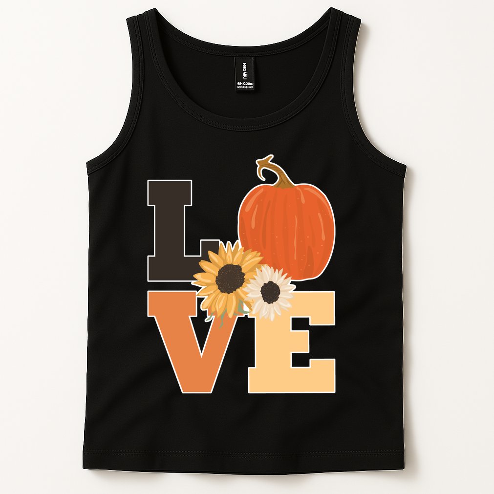 LOVE Halloween Autumn Floral Tank Top