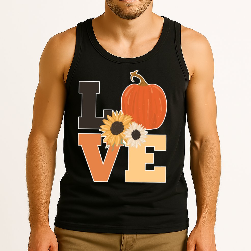 LOVE Halloween Autumn Floral Tank Top