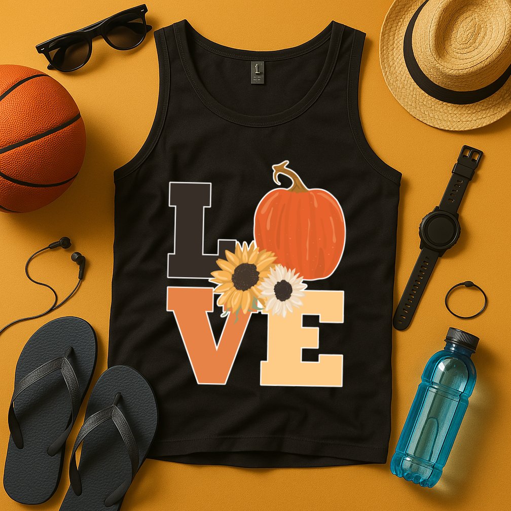 LOVE Halloween Autumn Floral Tank Top