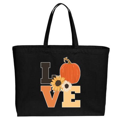 LOVE Halloween Autumn Floral Cotton Canvas Jumbo Tote