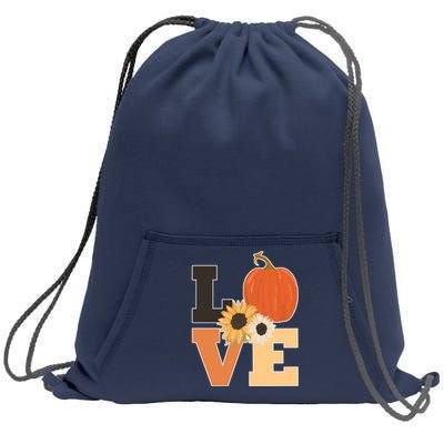 LOVE Halloween Autumn Floral Sweatshirt Cinch Pack Bag