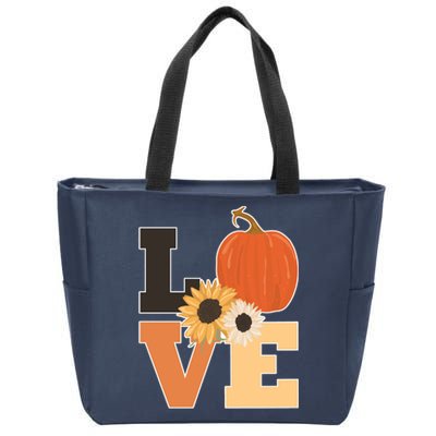 LOVE Halloween Autumn Floral Zip Tote Bag