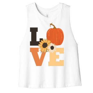 LOVE Halloween Autumn Floral Women's Racerback Cropped Tank