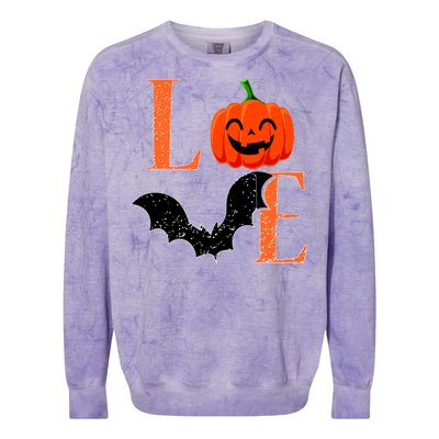 Love Halloween Pumpkin Bat Colorblast Crewneck Sweatshirt