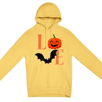 Love Halloween Pumpkin Bat Premium Pullover Hoodie