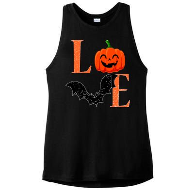 Love Halloween Pumpkin Bat Ladies PosiCharge Tri-Blend Wicking Tank