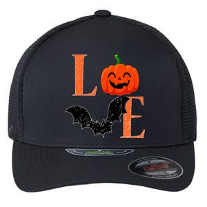 Love Halloween Pumpkin Bat Flexfit Unipanel Trucker Cap