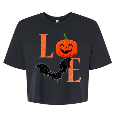 Love Halloween Pumpkin Bat Bella+Canvas Jersey Crop Tee