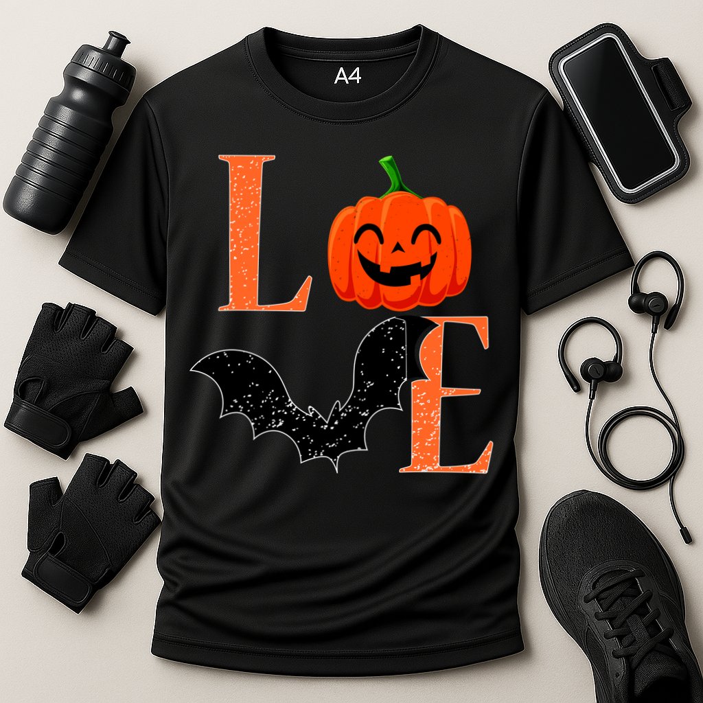 Love Halloween Pumpkin Bat Cooling Performance Crew T-Shirt