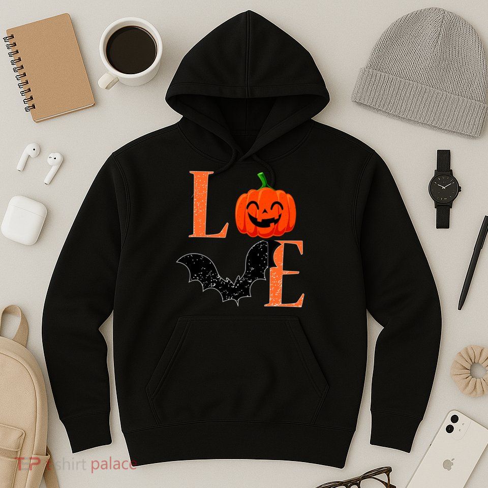 Love Halloween Pumpkin Bat Hoodie