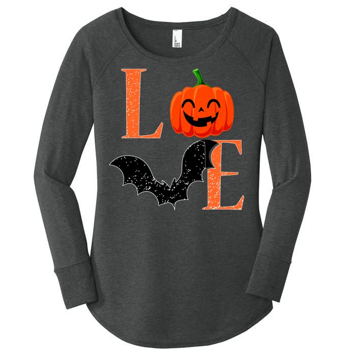 Love Halloween Pumpkin Bat Women's Perfect Tri Tunic Long Sleeve Shirt