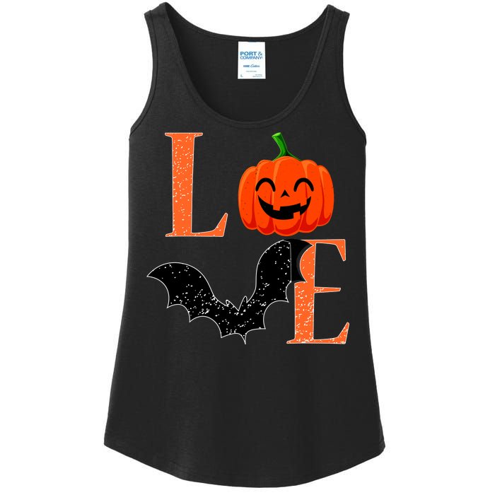 Love Halloween Pumpkin Bat Ladies Essential Tank