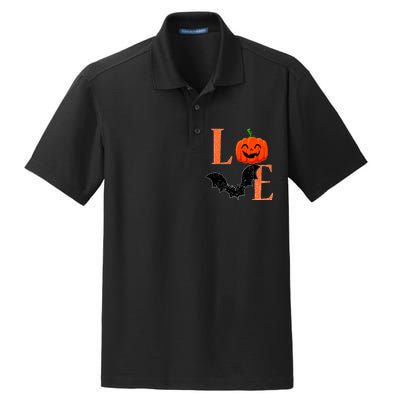 Love Halloween Pumpkin Bat Dry Zone Grid Polo