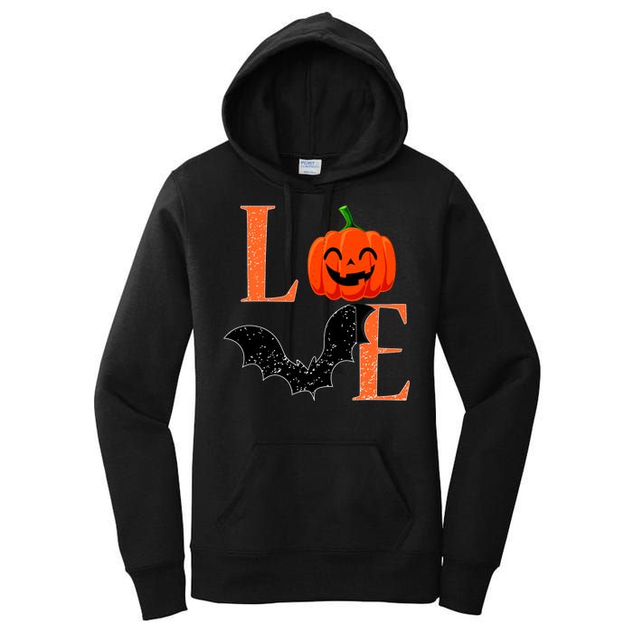 Love Halloween Pumpkin Bat Women's Pullover Hoodie