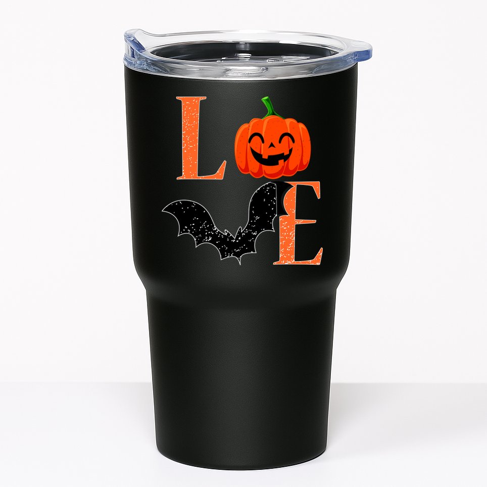 Love Halloween Pumpkin Bat Tumbler