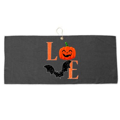 Love Halloween Pumpkin Bat Large Microfiber Waffle Golf Towel