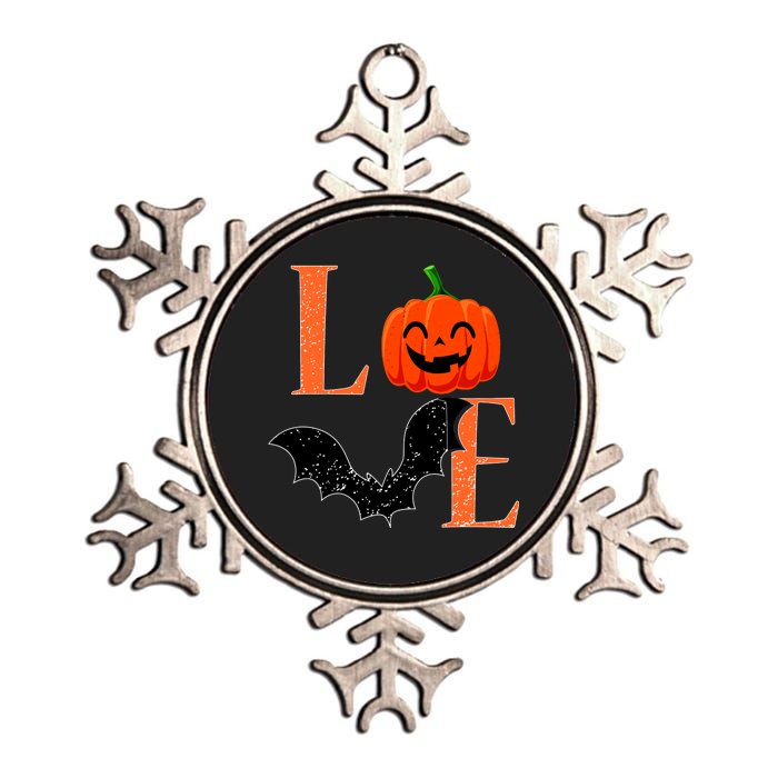 Love Halloween Pumpkin Bat Metallic Star Ornament