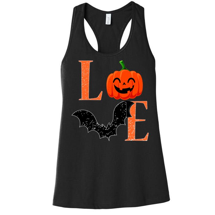 Love Halloween Pumpkin Bat Women's Racerback Tank