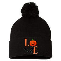 Love Halloween Pumpkin Bat Pom Pom 12in Knit Beanie