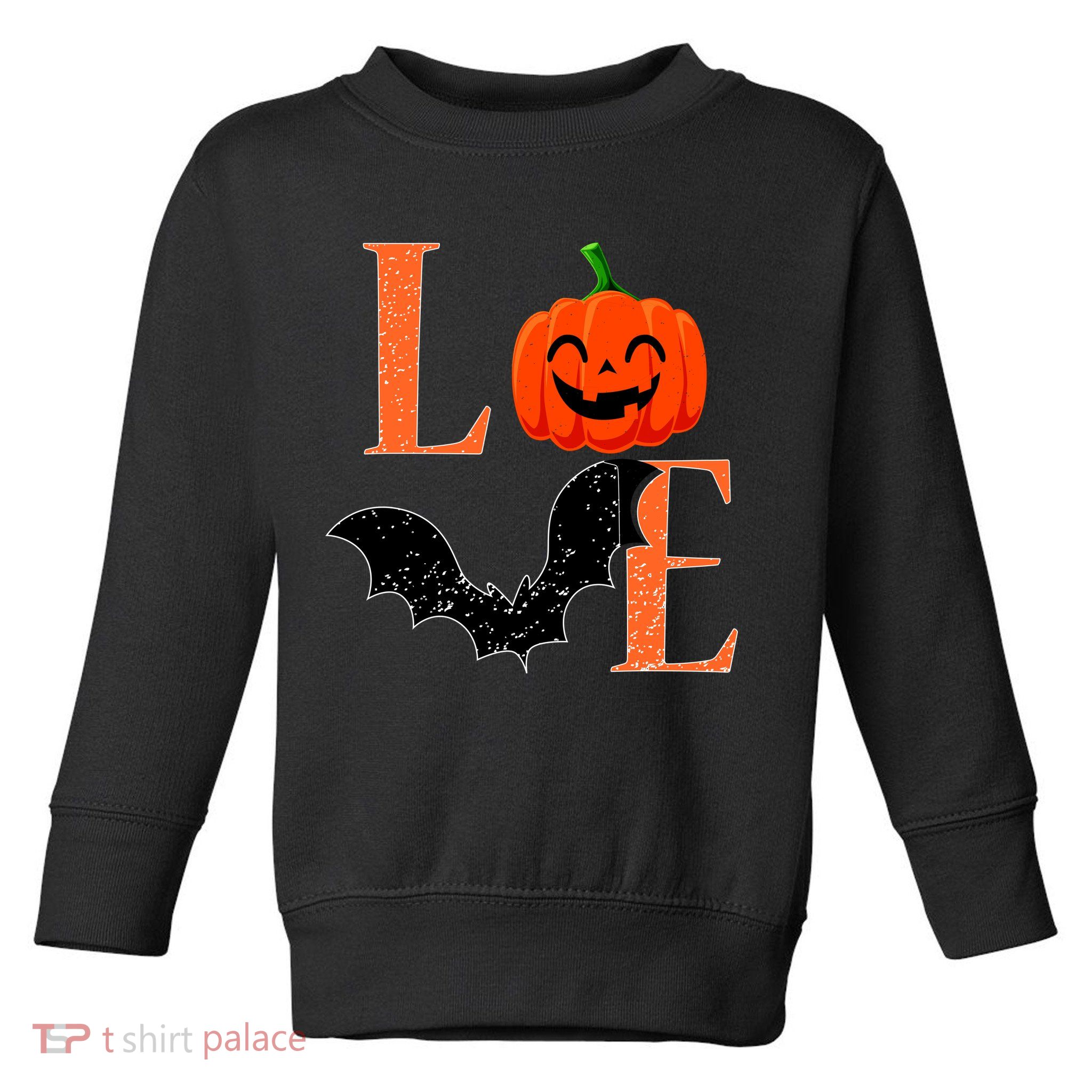 Love Halloween Pumpkin Bat Toddler Sweatshirt