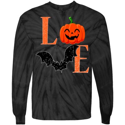 Love Halloween Pumpkin Bat Tie-Dye Long Sleeve Shirt