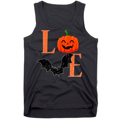 Love Halloween Pumpkin Bat Tank Top