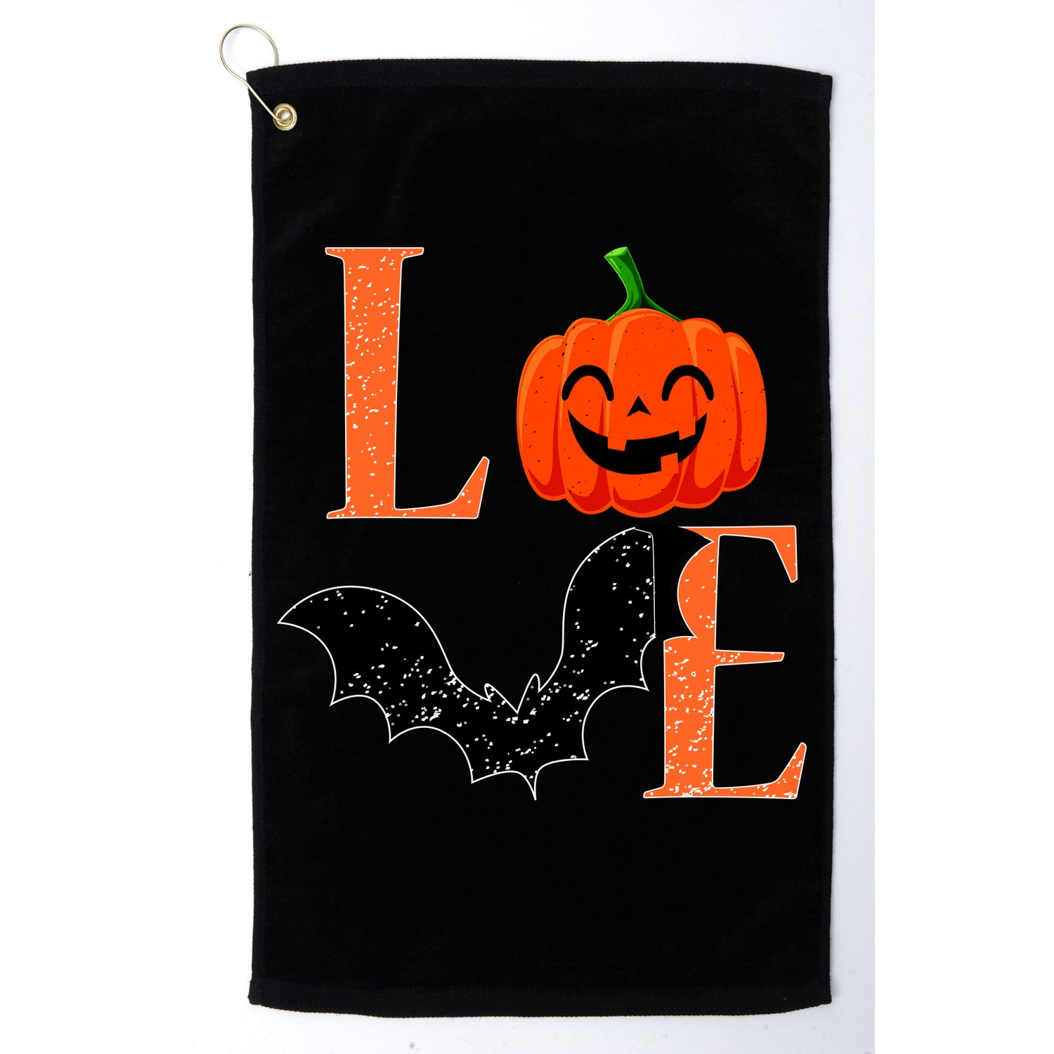 Love Halloween Pumpkin Bat Golf Towel
