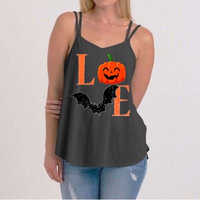 Love Halloween Pumpkin Bat Women's Strappy Tank