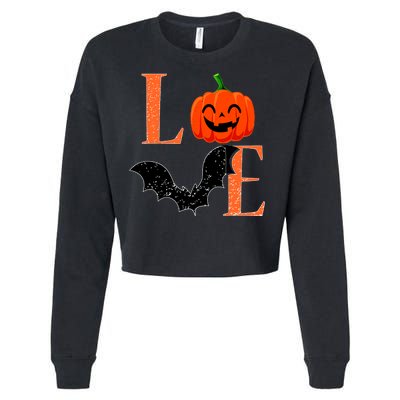 Love Halloween Pumpkin Bat Cropped Pullover Crew