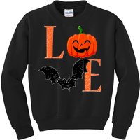 Love Halloween Pumpkin Bat Kids Sweatshirt