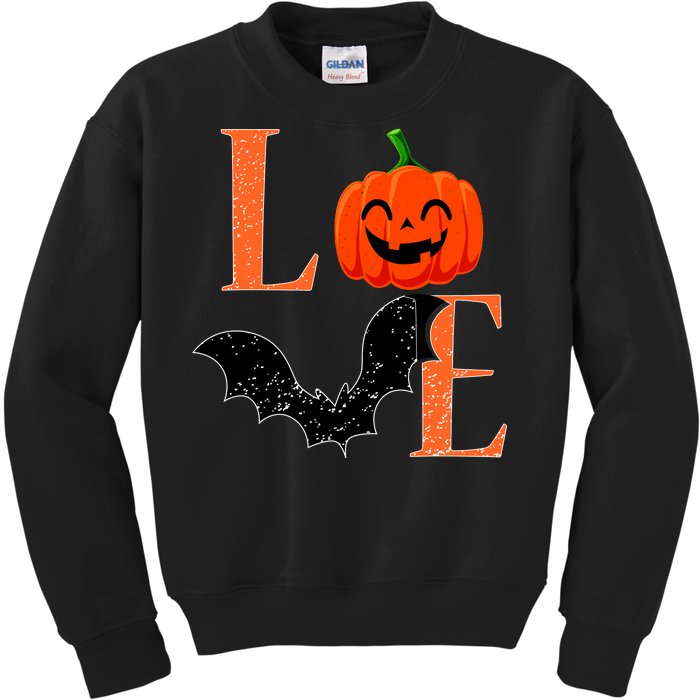 Love Halloween Pumpkin Bat Kids Sweatshirt