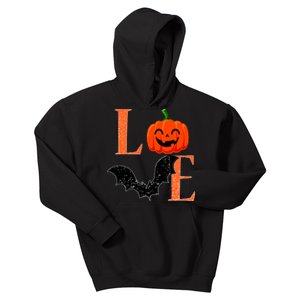 Love Halloween Pumpkin Bat Kids Hoodie