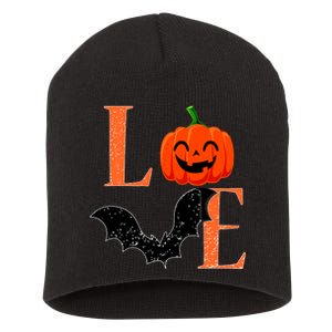 Love Halloween Pumpkin Bat Short Acrylic Beanie