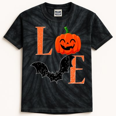 Love Halloween Pumpkin Bat Kids Tie-Dye T-Shirt