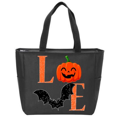 Love Halloween Pumpkin Bat Zip Tote Bag