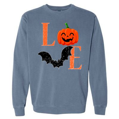 Love Halloween Pumpkin Bat Garment-Dyed Sweatshirt