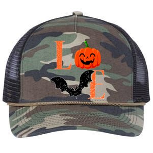 Love Halloween Pumpkin Bat Retro Rope Trucker Hat Cap