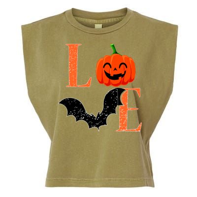 Love Halloween Pumpkin Bat Garment-Dyed Women's Muscle Tee