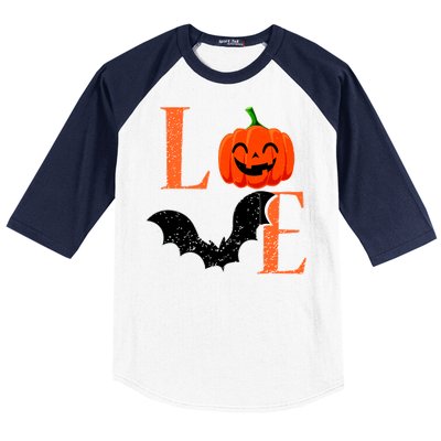 Love Halloween Pumpkin Bat Baseball Sleeve Shirt