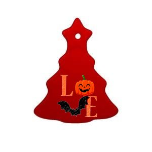 Love Halloween Pumpkin Bat Ceramic Tree Ornament